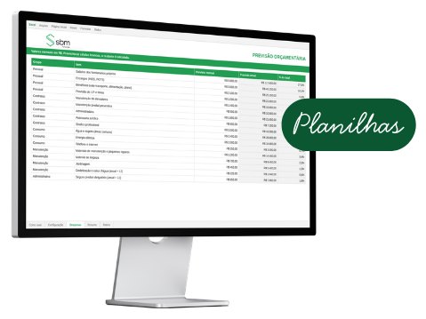 Monitor com a planilha de previsão orçamentária